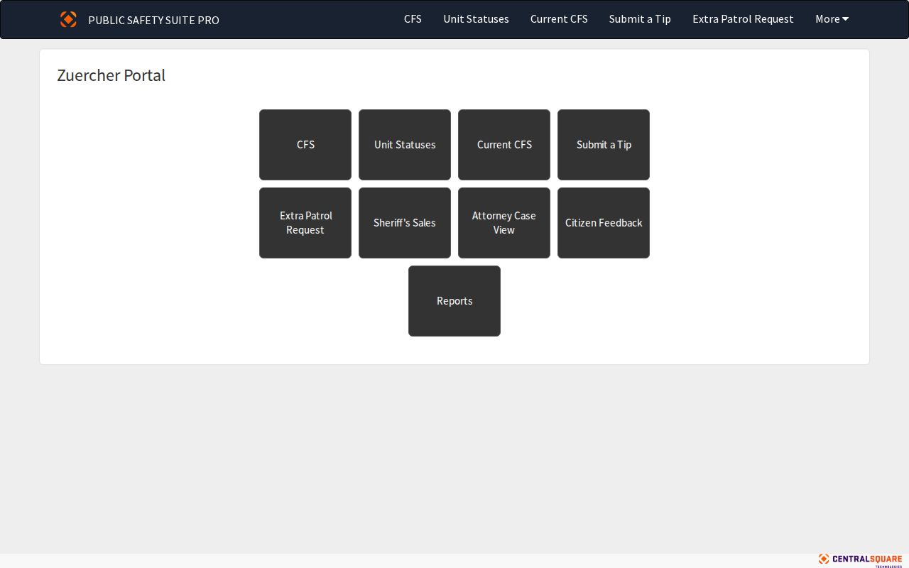 Jerome County Zuercher public reports portal landing page